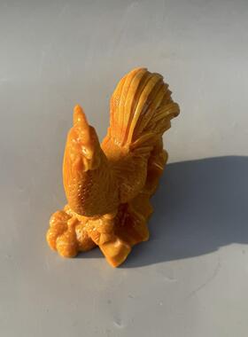 仿寿山石生肖鸡摆件 树脂仿 黄铜生肖鸡家居办公摆件工艺品