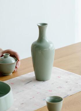 宋代美学中式青瓷釉美人肩花瓶陶瓷插花水培干花居家室内花器摆件