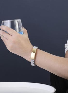 饰品 欧美时尚简约光面激光刻字钛钢男士手链 硅胶不锈钢手饰