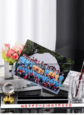 新款水晶相框笔筒三件套同学聚会教师节水晶摆件水晶笔筒纪念相册