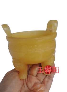 厂家批发天然玉石香炉雕刻桌面供奉摆件玄关客厅装饰摆件三足玉鼎