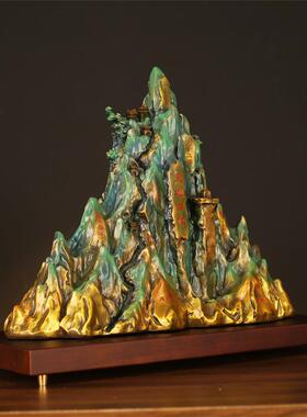 《五岳独尊》铜摆件工艺品客厅玄关假山装饰开业乔迁送礼品