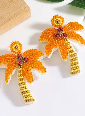 Coconut tree earrings for summer vacation, Bohemian