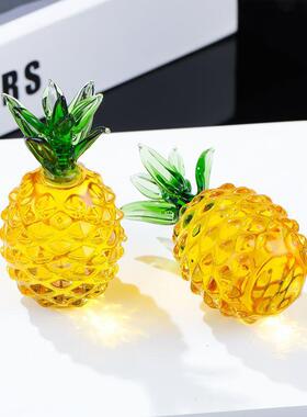 新款黄水晶菠萝摆件 琉璃菠萝凤梨玄关酒柜桌摆饰品创意水晶摆件