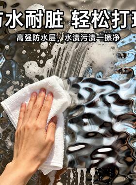 水波纹镜面贴纸高级感天花板悬吊式天花板金色玻璃贴膜KTV壁贴自