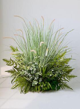 彷真绿色植物造景芦苇假花假草丛装饰室内外大型植物软装造景花艺