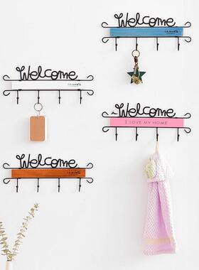 直销新款创意铁艺装饰挂钩 日式家居门口衣帽钥匙小号木挂架厨房