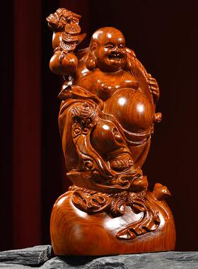 木雕摆件弥勒佛实木头雕刻佛像家居供奉店面开业摆设寺庙工艺礼品