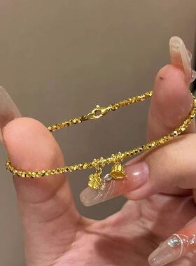 新款碎金子花朵圆珠蹦迪手链小众高级复古手链时尚个性百搭手饰女