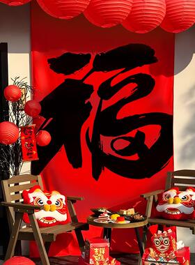 2026新年大背景挂布拍照打卡春节场景布置马年装饰商场氛围仪式感