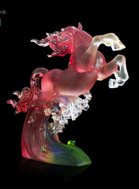 琉璃马动物明办公室装饰品锋工艺品马到成功古法琉璃奖杯生肖摆件