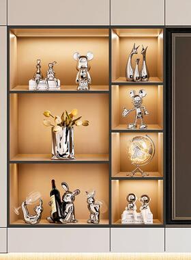 轻奢风餐柜酒柜装饰品摆件陶瓷现代家居客厅创意暴力熊软装摆设