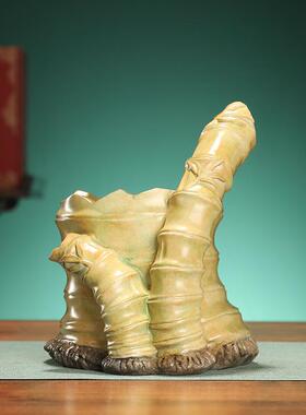 竹报平安笔筒竹子摆件家居玄关办公室送领导乔迁新居礼品 新中式