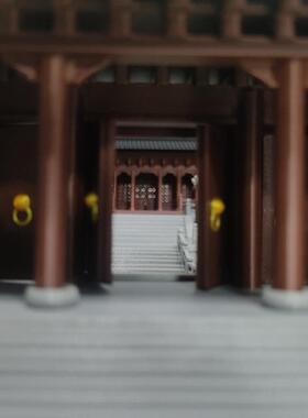 中式古典建筑造景摆件3D打印鱼缸水陆缸流水防水灯光摆件相府花园