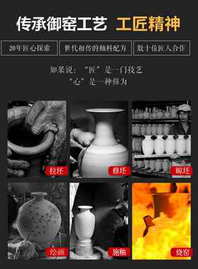 景德镇陶瓷花瓶大师手绘紫色东来中国风家居客厅电视柜古架饰品