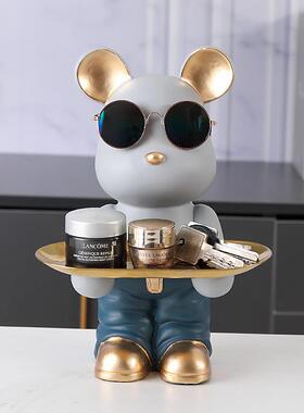 钥创520A意入网红熊门口玄关匙收纳摆件家居客厅鞋罐柜装饰品储钱