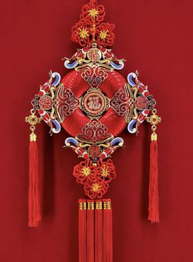 五福临门锦泰蓝新年装饰客厅玄关春节中国结家居背景墙客厅挂件