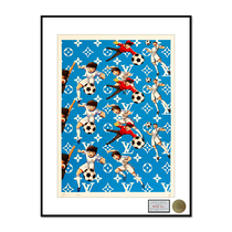 Limited 100 edition] DeathNYC limited edition painting Football boy xLV printing Pareal with frame hanging