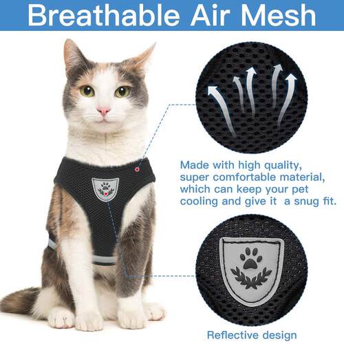 Breathable Cat Harness And Leash Escape Proof Pet Clothes Ki - 图0