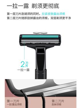 手动剃胡刀男士老式刮胡刀片刀头不留黑点传统须刨刮脸刀2024新款