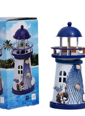 地中海风闪光海洋铁皮灯塔创意铁质工艺品家居摆件装饰品生日礼物