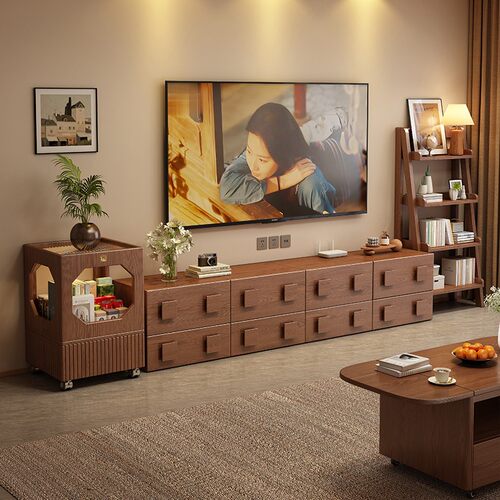 中古风客厅落地电视柜自由组合柜卡门柜斗柜客厅高级感收纳置物柜 - 图3