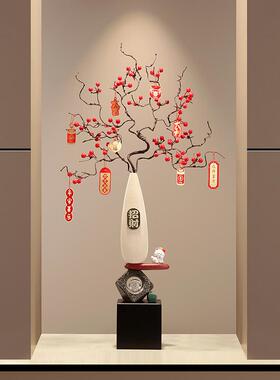 石来运转招财猫花瓶摆件竖高级感客厅入户玄关屏风插花艺装饰礼品