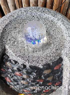创意圆形石头石感喷泉流水家庭庭院流水工艺品流水摆件插电款-3