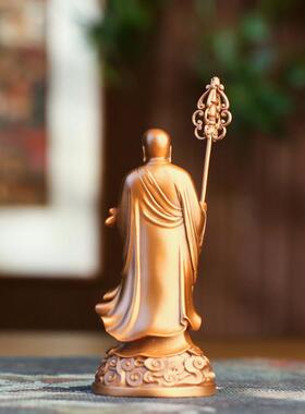 佛香天逸 铜地藏王菩萨站立像紫铜铜佛像家用佛堂摆件随身小佛