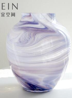 轻奢花高级花感紫色晕染琉璃玻璃HP356花瓶设计感小客厅插花众摆
