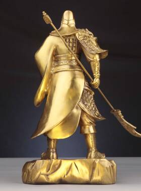 杨铜记 铜站关公创意礼品 家居办公室摆件 铜关公 新托宝关公