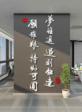 办公室墙面装修氛围入口布局员工励志标语企业文化形象背景挂画