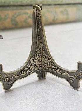 直销金属奖盘支架相框锌合金展示架奖牌摆盘摆件架托架三角折叠架