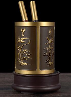 全铜梅、兰、竹、菊、全铜笔筒饰品、办公桌面、书房陈设、教师、