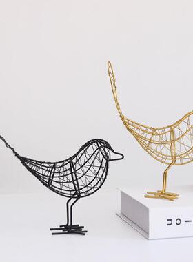 直销新款北欧田园铁艺小鸟摆件铁艺线条简约风创意礼品金属工艺品
