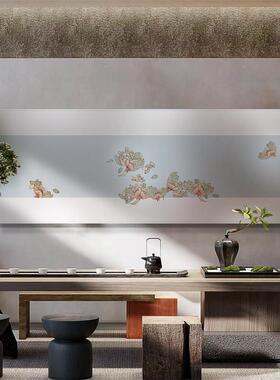 心联古风茶室装饰画横幅艺术壁画餐桌中式背景墙禅意客厅挂画莲蓬