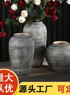 简约现代陶罐陶瓷花瓶摆件小号桌面花瓶新中式复古小清新插花花盆