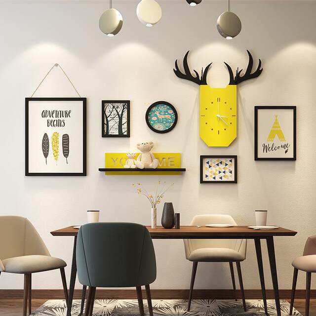 Nordic view living room deer table photo wall sofa back headdress picture frame dining room hanging wall set 5 main