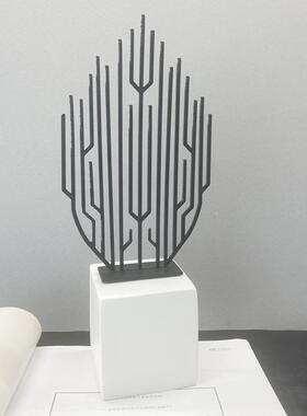 现代简约样板房创意金属枝叶屏风摆件酒店展厅电视柜软装饰工艺品