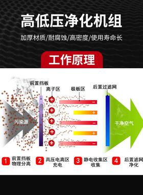 油烟净化器机芯过滤芯免清洗电场无烟净化烧烤车净化器内胆电磁场