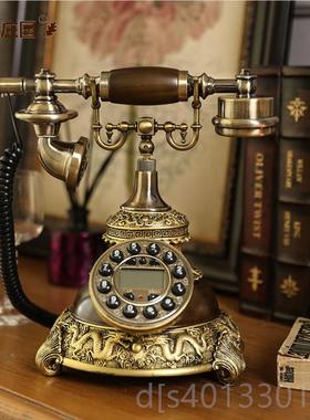 高档美复古电话机件家高档居饰品欧式家用创摆意客式厅古董摆设工
