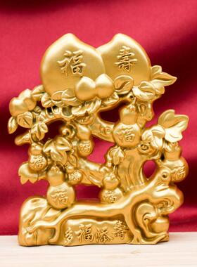 金属麒工艺品摆合金马发财如意麟金牛送福合金财神有0钱花件转上