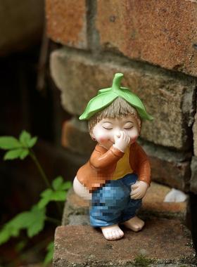跨境工艺品庭院花园装饰家居阳台户外小矮人恶搞有趣雕像贴标