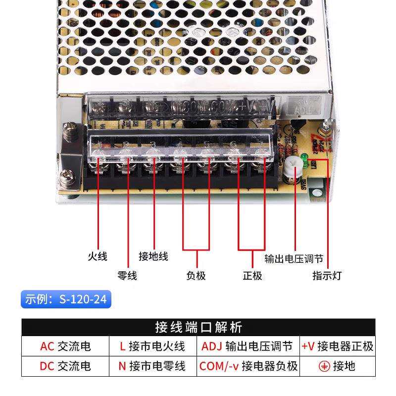 MWP Ningbo Mingwei switching power supply 24V4A100W DC industrial S-100-24V security light bar 12V monitoring