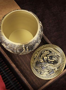 铜工艺品黄铜茶叶罐龙凤茶叶罐铜