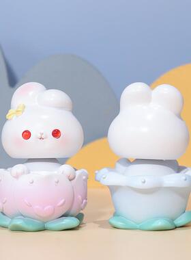 萌心兔兔办公室桌面摆件汽车中控台摇头装饰可爱卡通生肖兔子摆饰