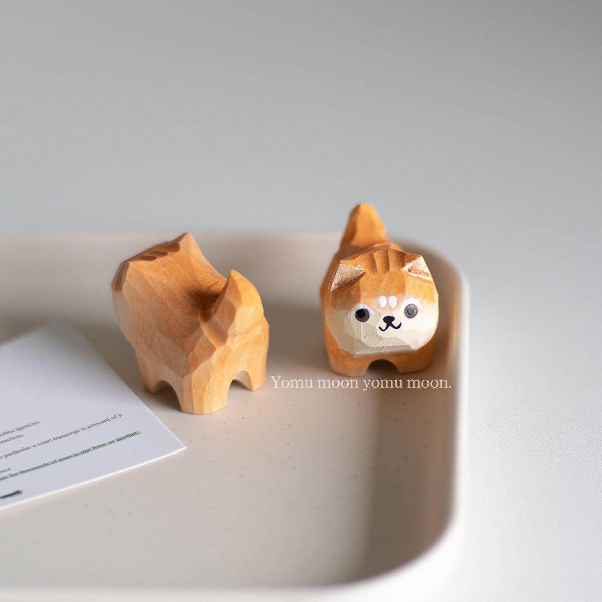 木雕小摆件 可爱治愈动物柯基老虎兔子猫咪柴犬桌面装饰品纯手工,淘宝优惠券,粉丝福利购,淘宝优惠卷