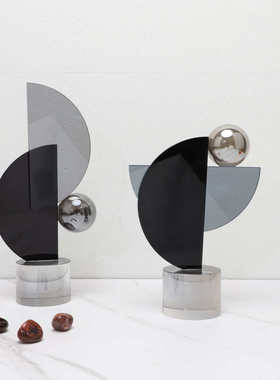现代简约样板房间客厅几何水晶摆件家居茶几玄关柜艺术摆件