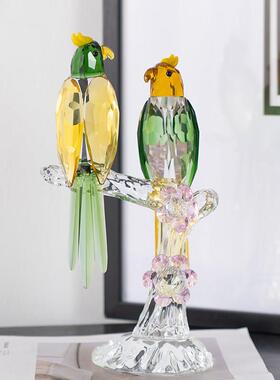 柏梵轻奢水晶喜鹊摆件客厅高档玄关酒柜桌面装饰摆饰乔迁新婚礼物