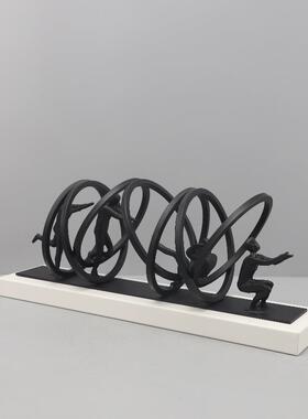现代简约黑色体操组合样板房售楼部卧室客厅餐厅书房桌面玄关摆件
